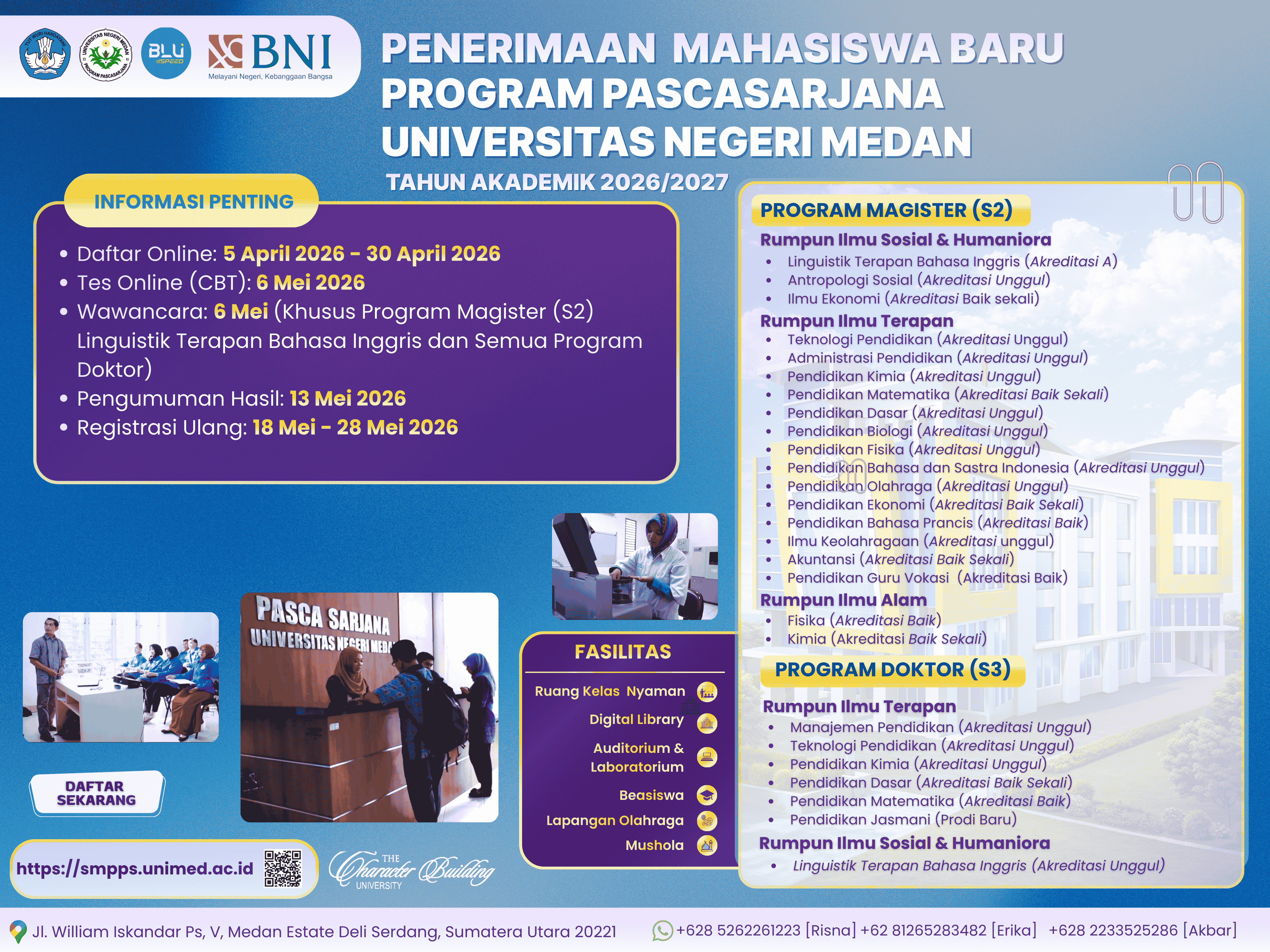 Pendaftaran Seleksi Masuk Mahasiswa Baru Tahun Akademik 2026/2027